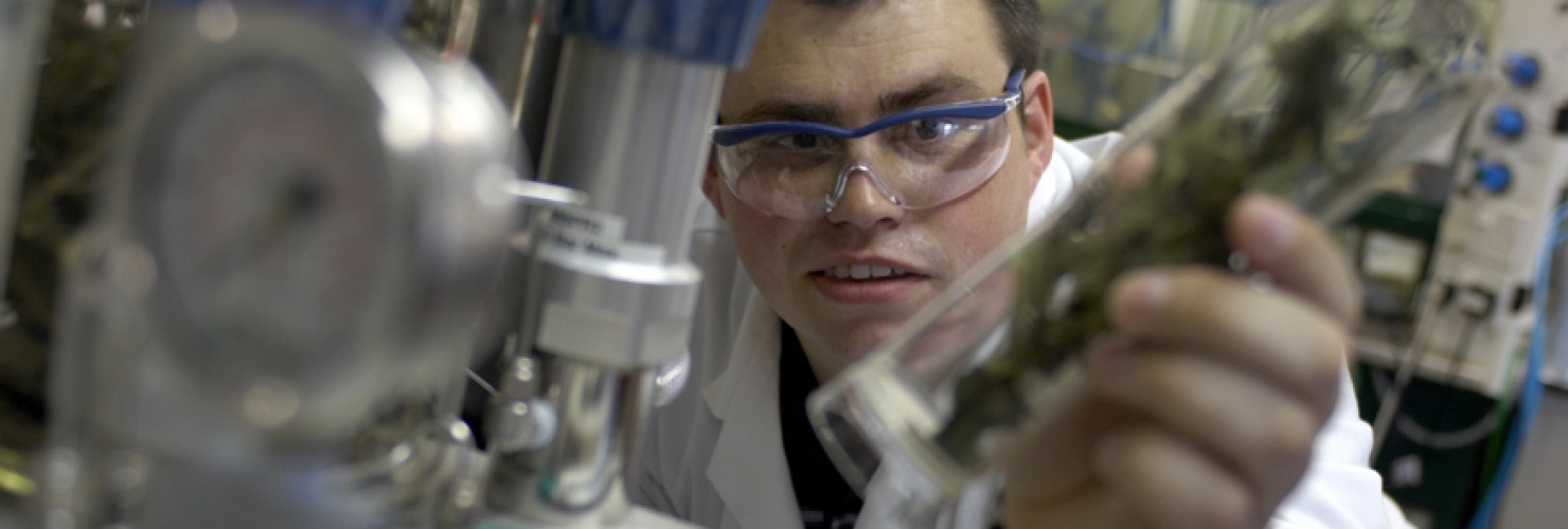 A picture of scientist Andy Web using laboratory equipment