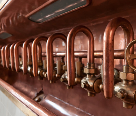 Image of copper piping used in a microbrewery